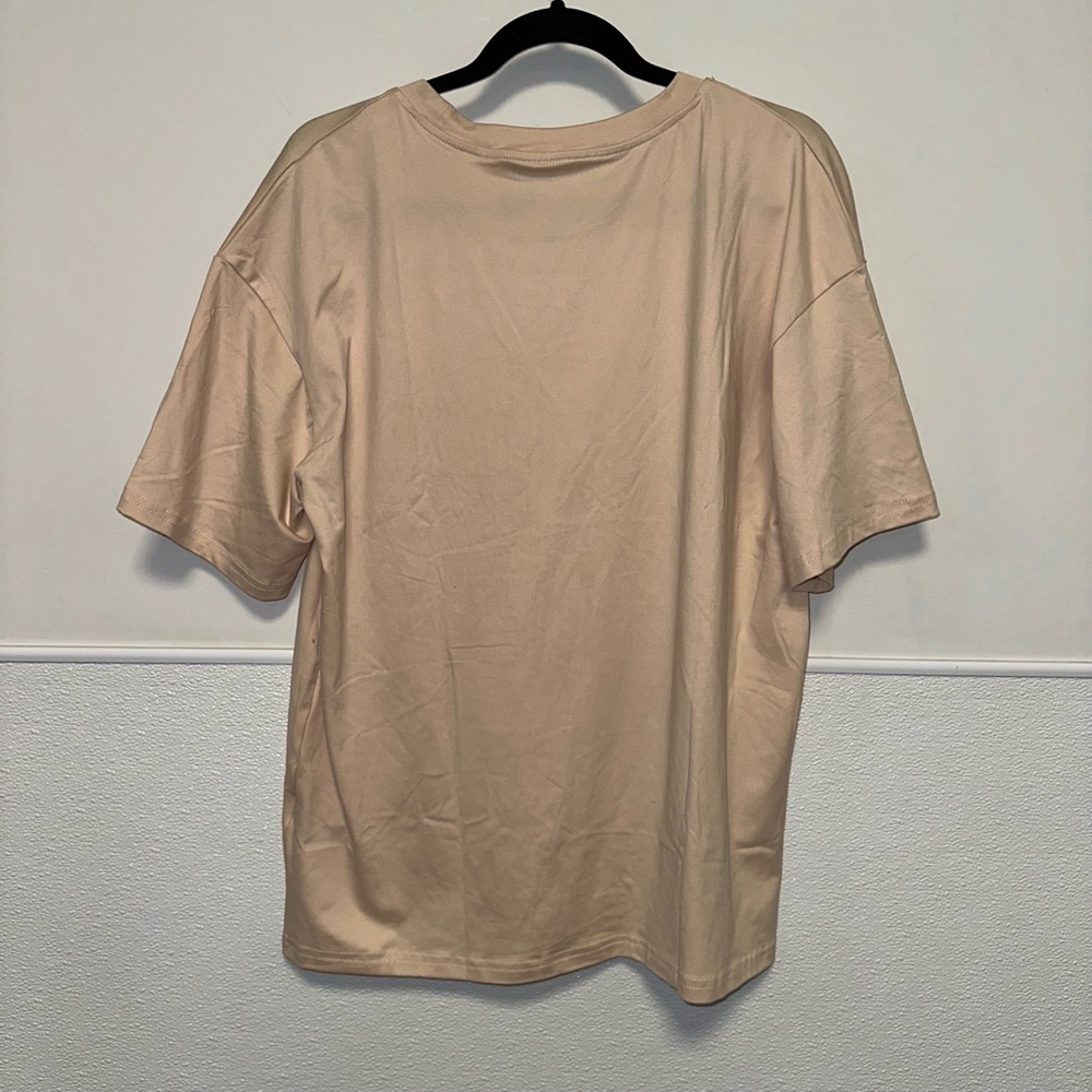 Women's SHEIN Beige Halloween T-shirt Size Small oversized Stay Spooky Skeleton - Picture 2 of 7